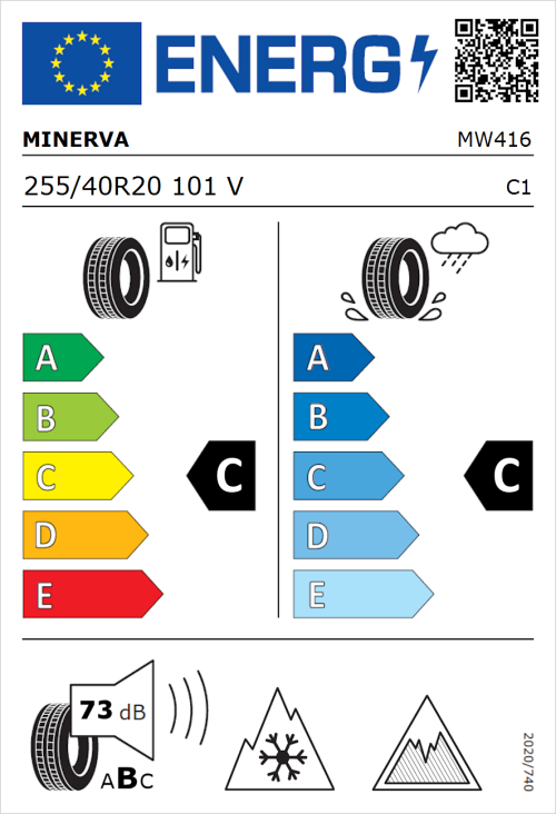 Tyre Label for Minerva Frostrack UHP 255/40R20 101V