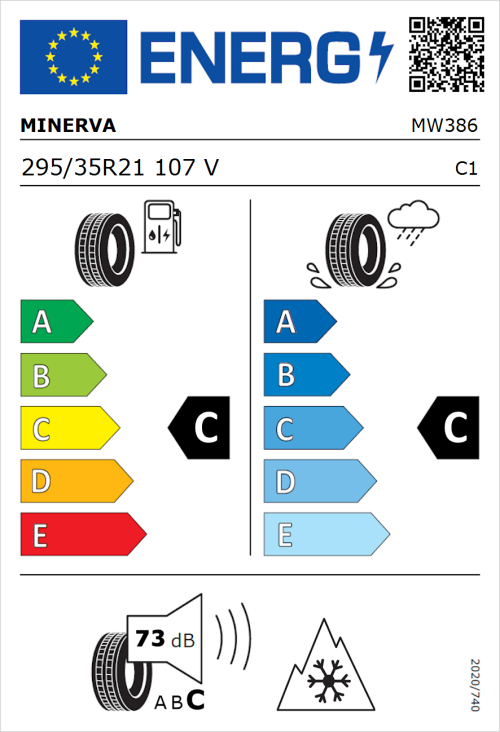 Tyre Label for Minerva Frostrack UHP 295/35R21 107V